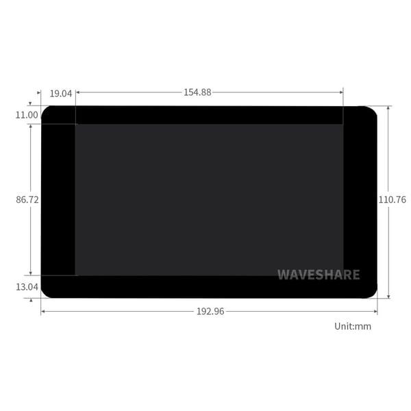 Waveshare 7 inch DSI TFT-LCD Display 1024*600 pixels met Touchscreen en Plakstrip voor Raspberry Pi