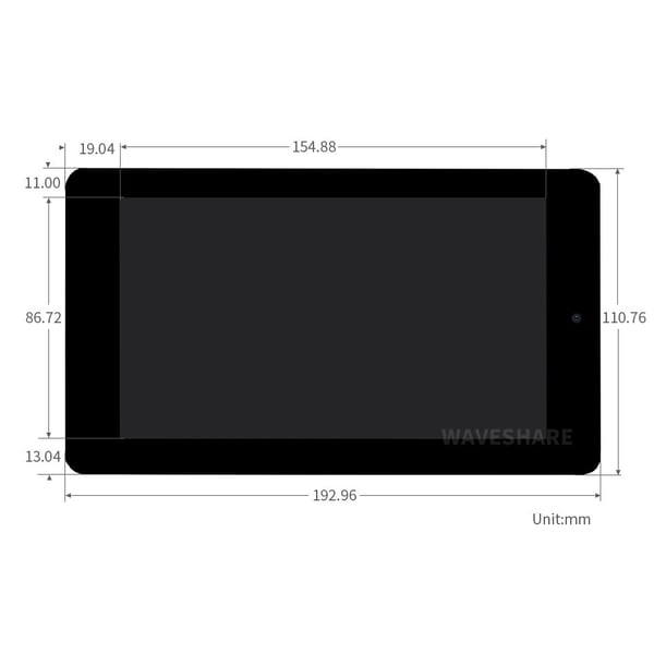 Waveshare 7 inch DSI TFT-LCD Display 800*480 pixels met Touchscreen Plakstrip en Camera voor Raspberry Pi