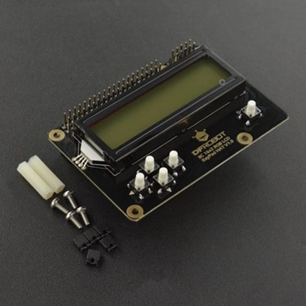 DFRobot I2C 16x2 RGB LCD Keypad HAT met RGB Backlight - voor Raspberry Pi