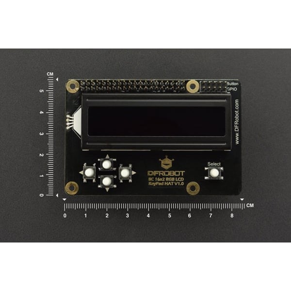 DFRobot I2C 16x2 RGB LCD Keypad HAT met RGB Karakters  - voor Raspberry Pi