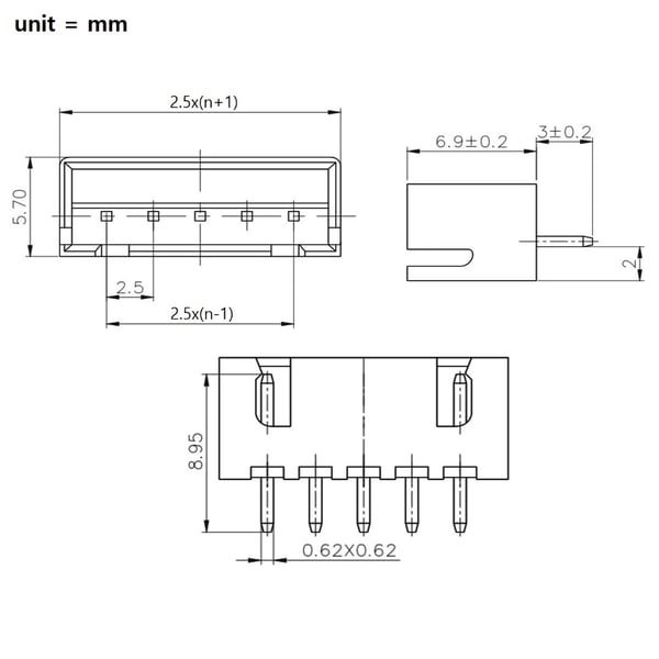 JST-XH 3p Compatible Connector met Kabel en Printplaatconnector