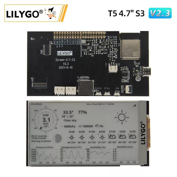 LilyGO T5-4.7 inch S3 E-paper E-ink ESP32-S3 - with JST-PH Li-Po Connector