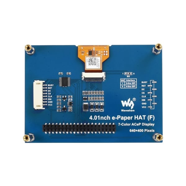 Waveshare 4.01 inch E-Ink E-Paper Display HAT - ACeP 7 Kleuren - voor Raspberry Pi