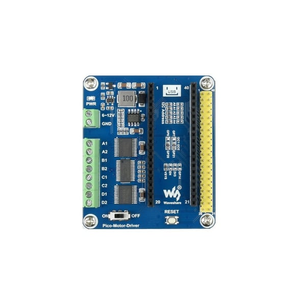 Waveshare DC Motor Driver Module voor Raspberry Pi Pico - 4 Kanalen