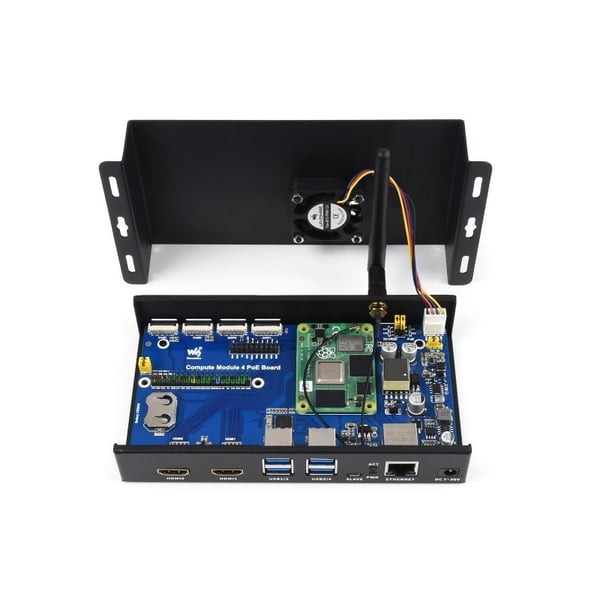Waveshare PoE Mini-Computer met Behuizing - voor Raspberry Pi CM4