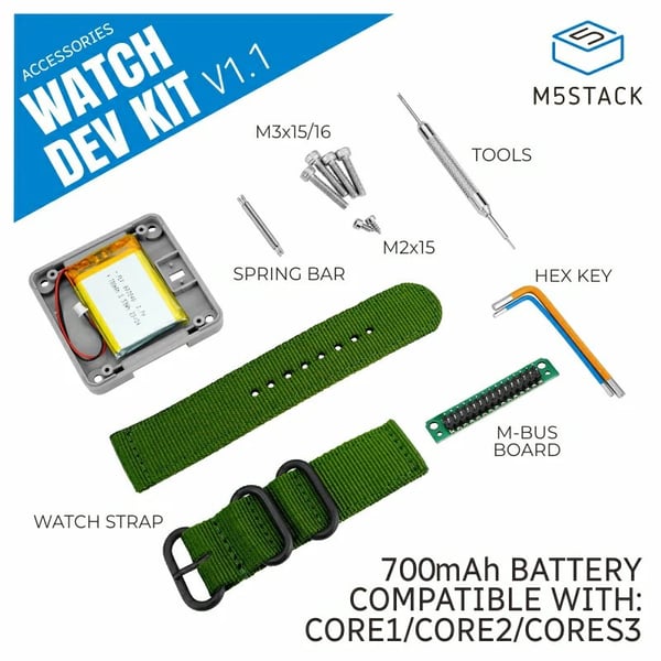 M5Stack Watch V1.1 Development Kit - Green Strap - Excluding M5Core