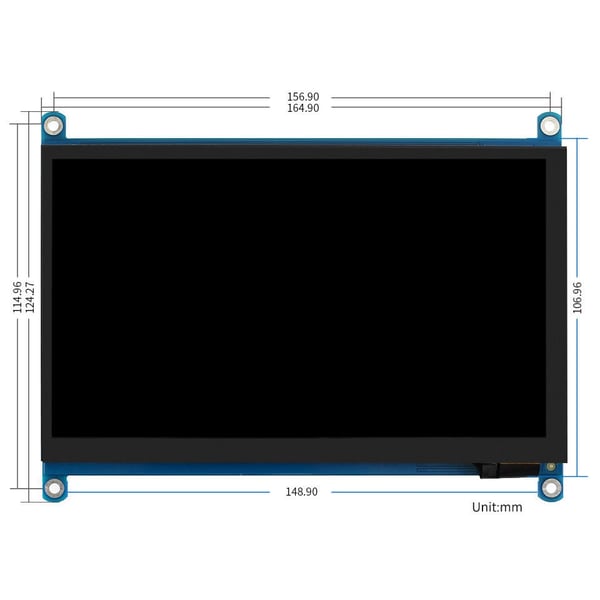 Waveshare 7 inch HDMI IPS-TFT-LCD (H) Display 1024*600 met Touchscreen
