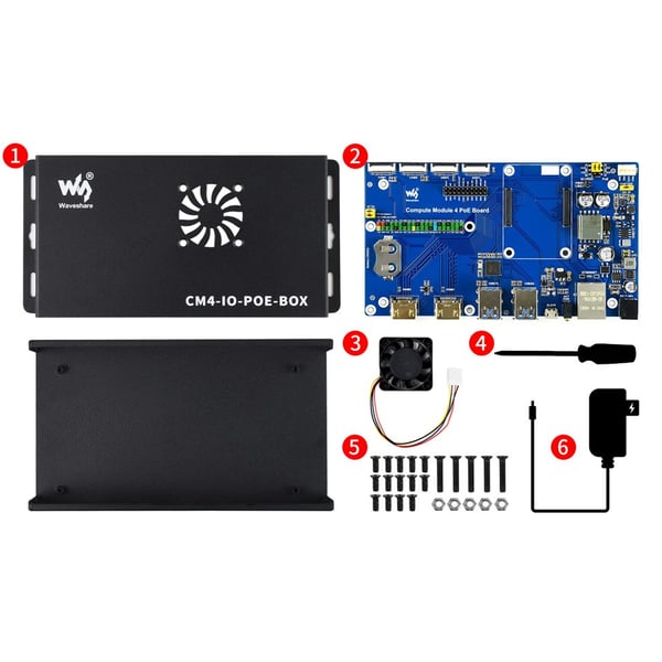 Waveshare PoE Mini-Computer met Behuizing - voor Raspberry Pi CM4