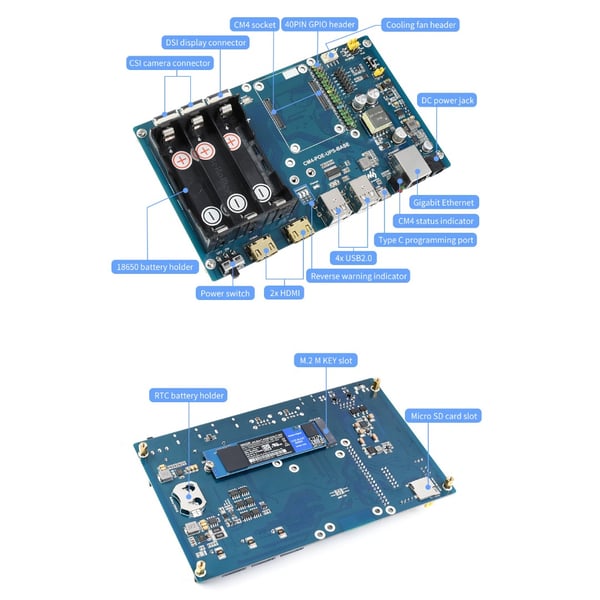 Waveshare PoE UPS Base met Behuizing voor Raspberry Pi CM4