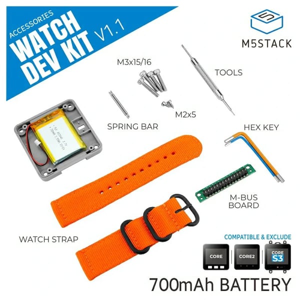M5Stack Watch V1.1 Development Kit - Orange Straps - Excluding M5Core