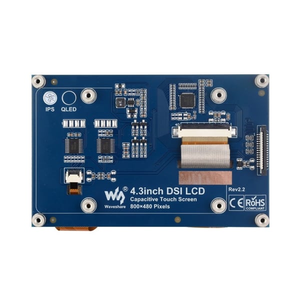 Waveshare 4.3 inch DSI QLED Display 800*480 met Touchscreen - voor Raspberry Pi