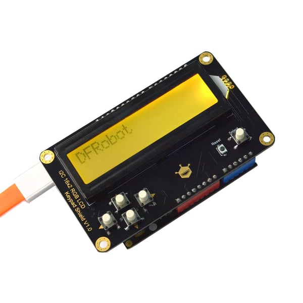 DFRobot I2C 16x2 RGB LCD Keypad Shield met Zwarte Karakters - voor Arduino