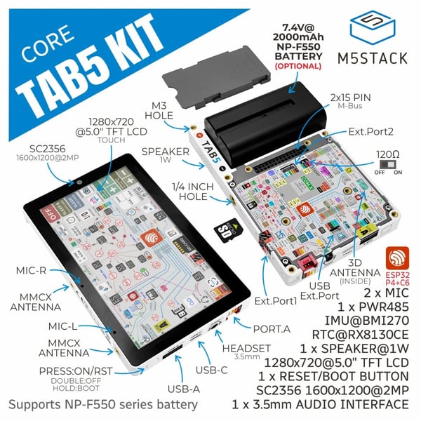 M5Stack Tab5 with Battery - ESP32-P4