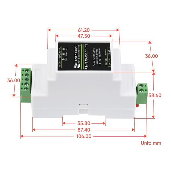 Waveshare Industrial Serial Server - RS485 to PoE Ethernet Module