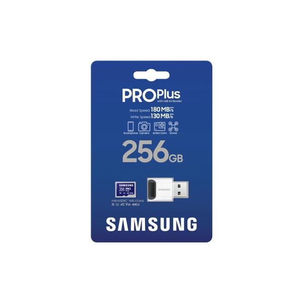 Samsung PRO Plus 256GB V30 UHS-I U3 A2 microSDXC Kaart met USB Adapter
