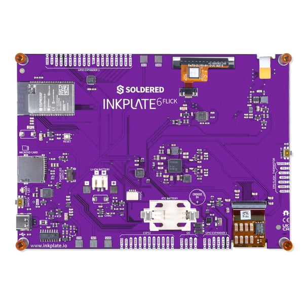 Soldered Electronics Inkplate 6FLICK - 6 inch E-Ink E-Paper Display met Touchscreen - ESP32