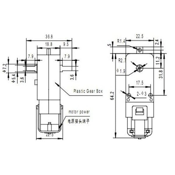 DC-Transmissiemotor 6V - 80RPM - 120:1