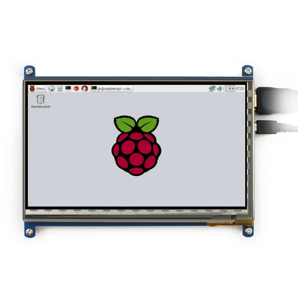Waveshare 7 inch HDMI TFT-LCD (C) Display IPS 1024*600 pixels met Touchscreen en Behuizing - Raspberry Pi Compatible