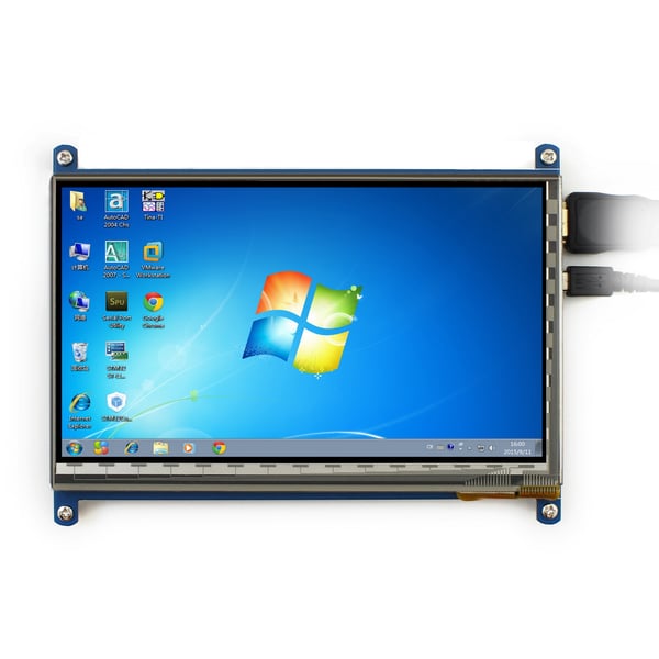 Waveshare 7 inch HDMI TFT-LCD (C) Display IPS 1024*600 pixels met Touchscreen en Behuizing - Raspberry Pi Compatible