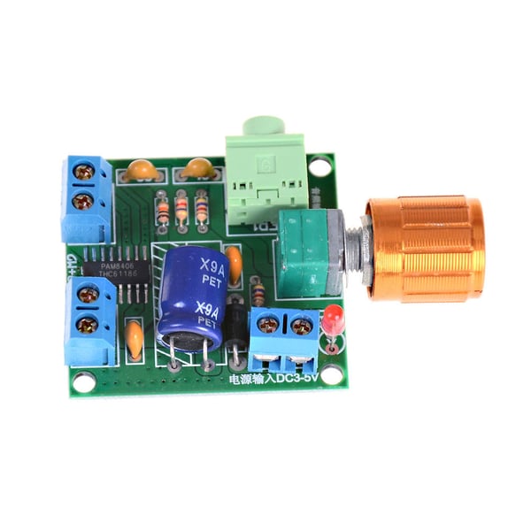 2x3W Stereo Audio Versterker Mini 5V PAM8406 Volume Control - met Schroefterminals