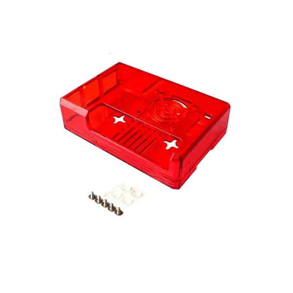 Raspberry Pi 2-3(B) Behuizing - Rood Transparant - Optie voor Ventilator
