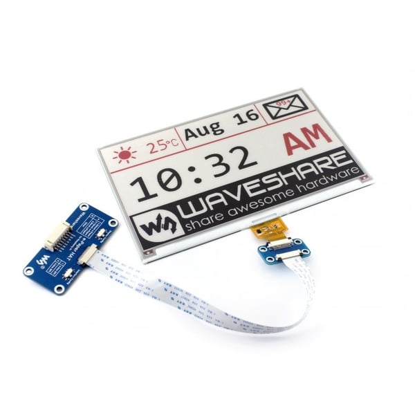 Waveshare 7.5 inch E-Ink E-Paper Display HAT (B) - 3 Kleuren - Zwart-Wit-Rood