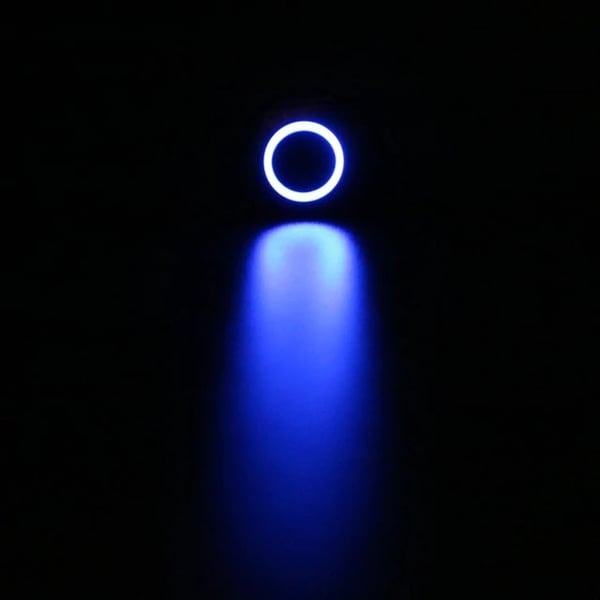 Metalen Drukknop 16mm - Reset - met 3-6V Blauwe LED - met Kabel