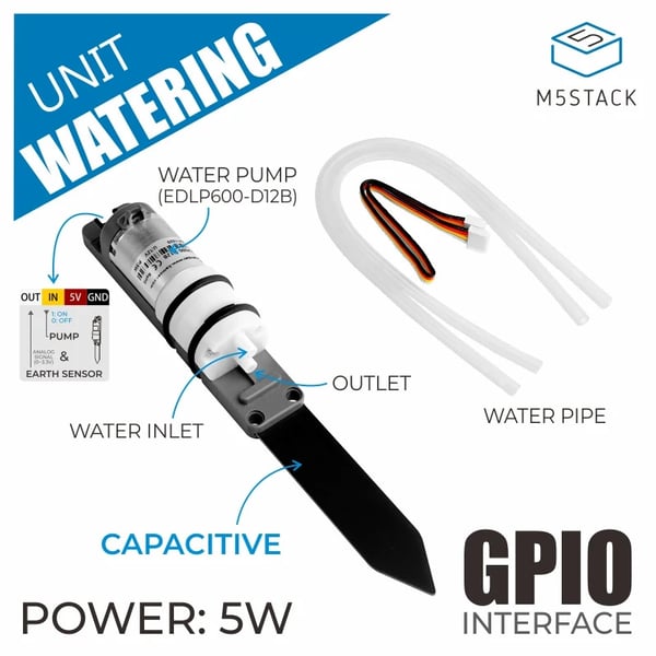 M5Stack Watering Unit - Bodemvochtsensor en Waterpomp