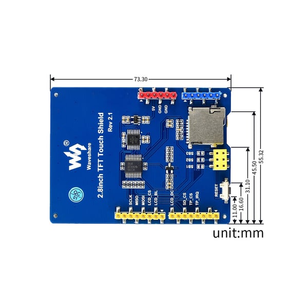 Waveshare 2.8 inch TFT Display Shield - 320*240 Pixels - met Touchscreen - voor Arduino