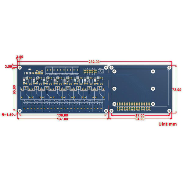 Waveshare RPi Relay Board (B) - 8 Kanalen - voor Raspberry Pi