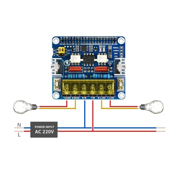 Waveshare 2-CH Triac HAT - AC Dimmer - 2 Kanalen - voor Raspberry Pi