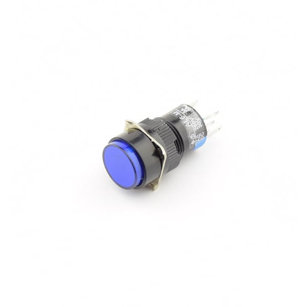 Blauwe Drukknop 16mm - Reset - Met 6.3V LED Verlichting